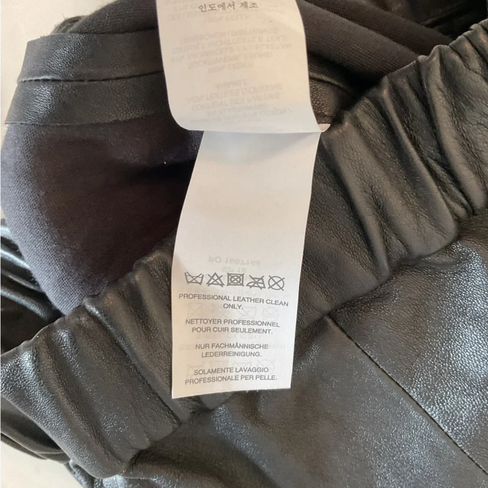 NWOT J Crew Collection Black 100% Leather Stretch Legging Sz 000 seam separated